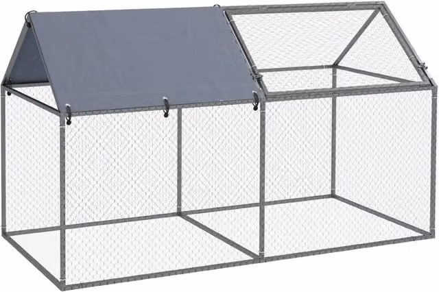 Recinto per animali in acciaio con tetto Oxford XYLO Verde e Argento L: 198 cm, P: 100 cm, H: 120 cm