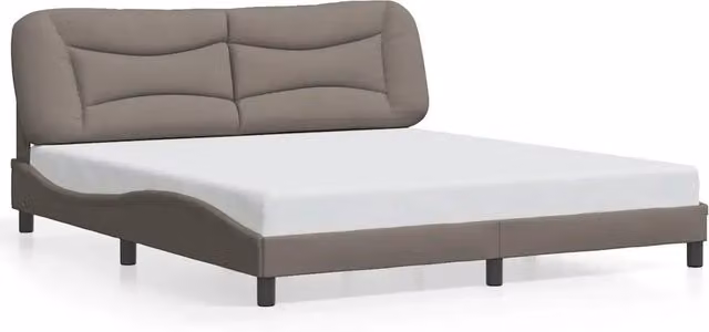 Letto matrimoniale | Letto per adulti | Giroletto senza Materasso Hvar Tortora 180x200 cm in Tessuto