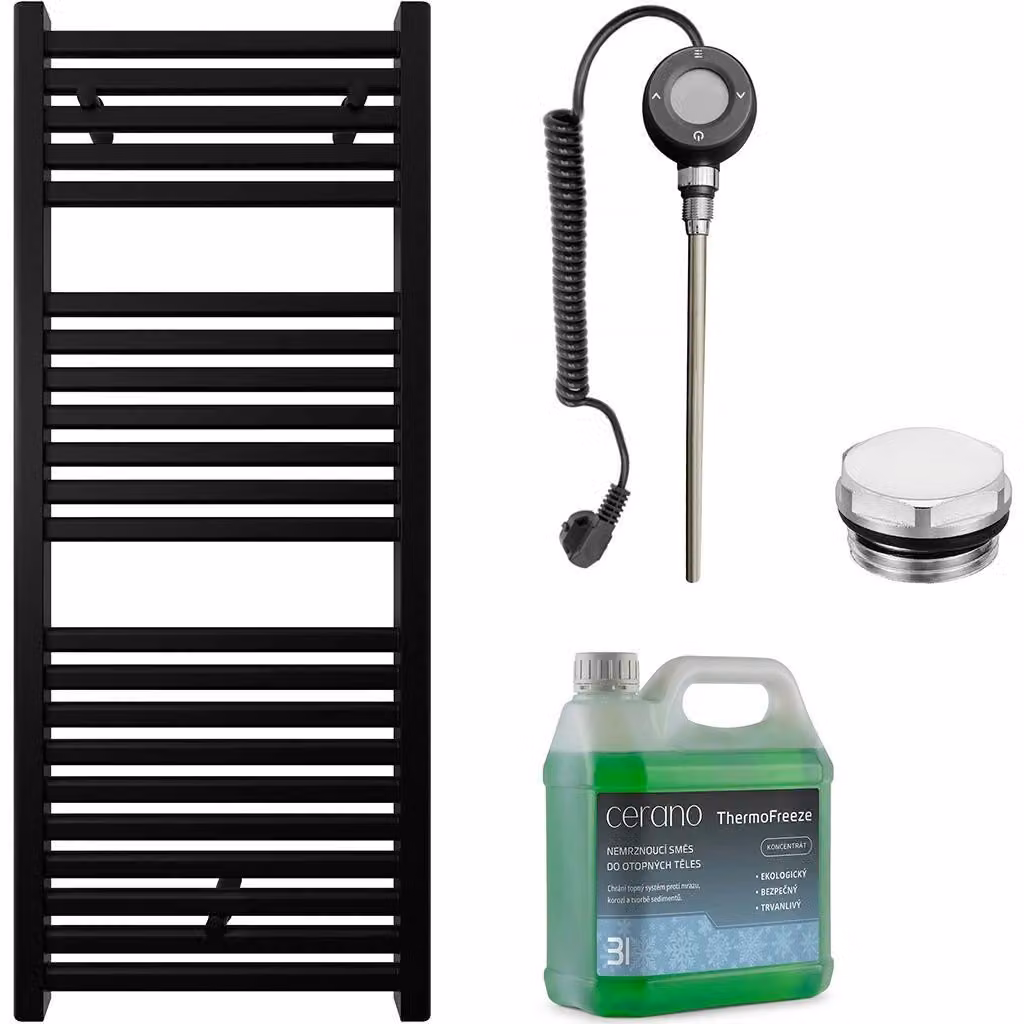 CERANO - Set di radiatori elettrici da bagno Donovan - Wi-Fi - 300 W - nero opaco - 1200 x 500 mm