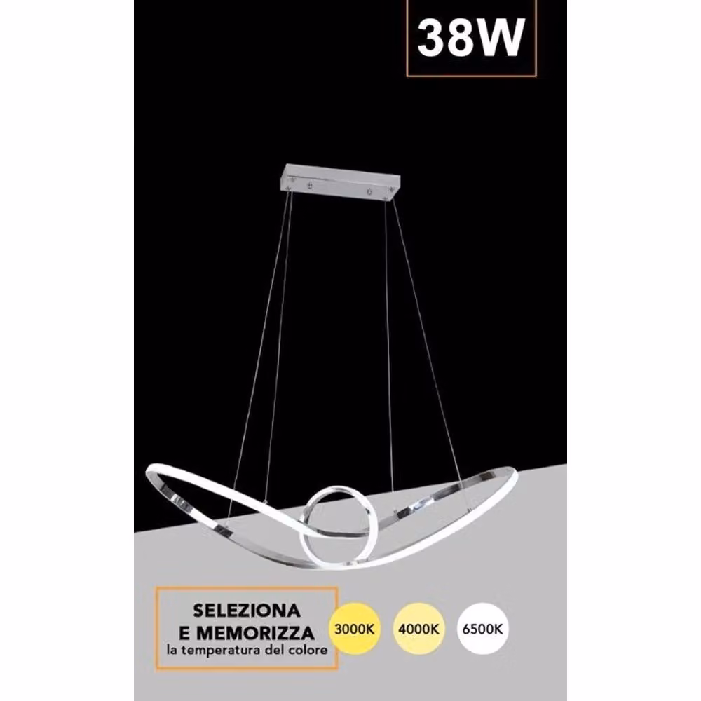 Trade Shop Lampadario Led Moderno a Forma di Fiocco Argento con Tecnologia CCT e 3 Temperature di Luce 38W A07-3c – 2
