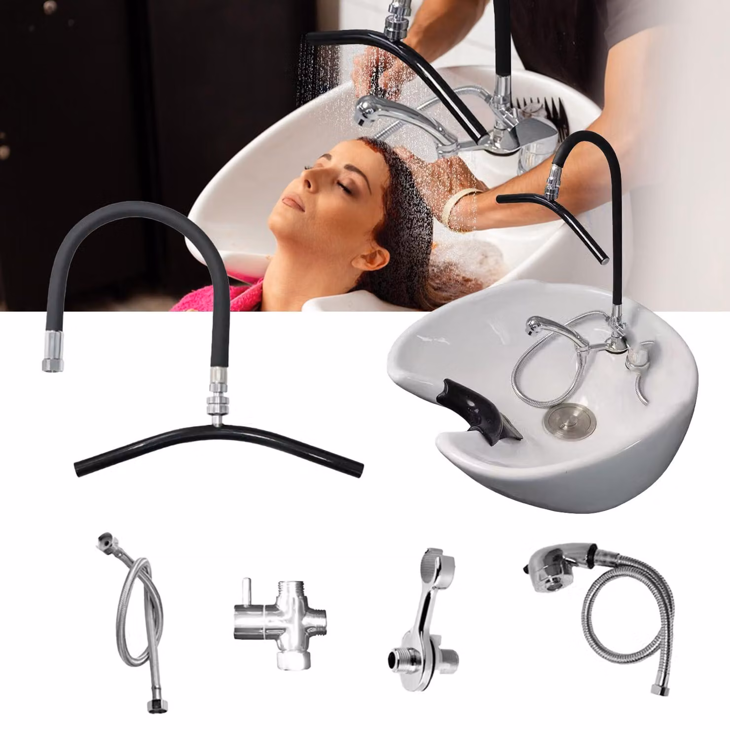 Set per sistema di irrigazione a cascata per spa, con 17 ugelli, rotazione a 360°, colore argento