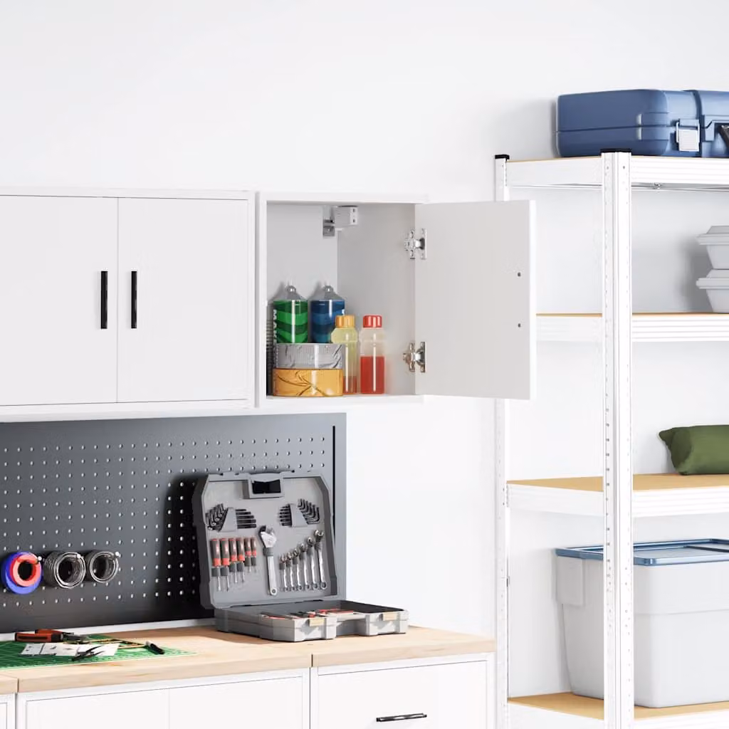 vidaXL Pensile per Garage Bianco in Legno Multistrato
