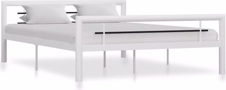 The Living Store Struttura letto in metallo bianco e nero 140 × 200 cm
