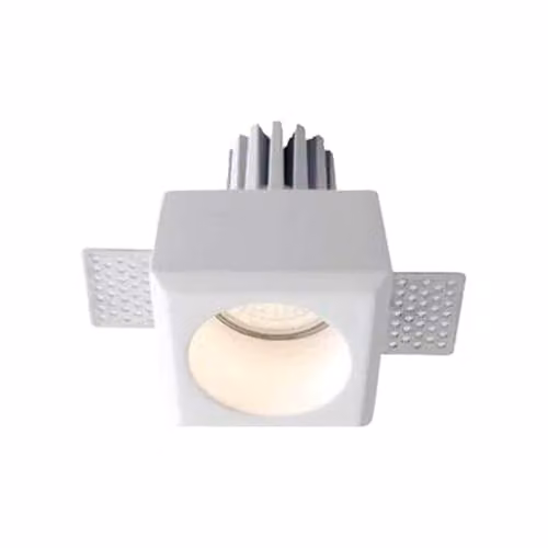 Portafaretto LED da Incasso Quadrato GU10 Corpo in Gesso Bianco