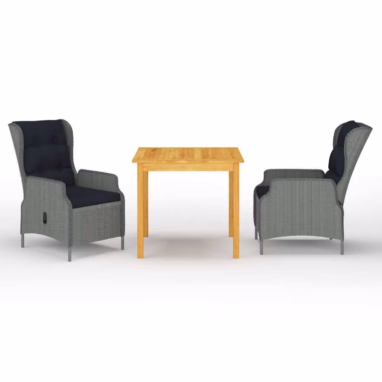 Maison Exclusive - Set da pranzo da giardino a 3 pezzi, grigio chiaro