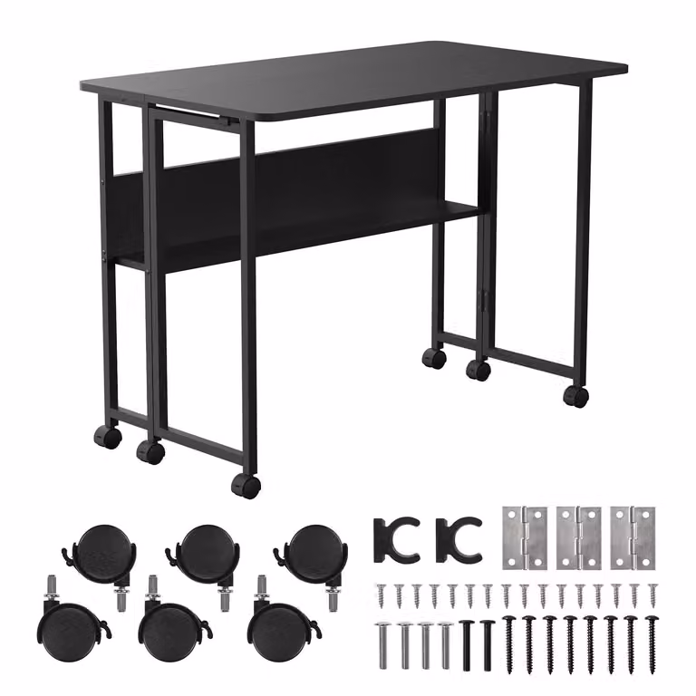 Tavolo pieghevole Maclean nero piano mobile 100x58cm max. 50kg MC-126 B