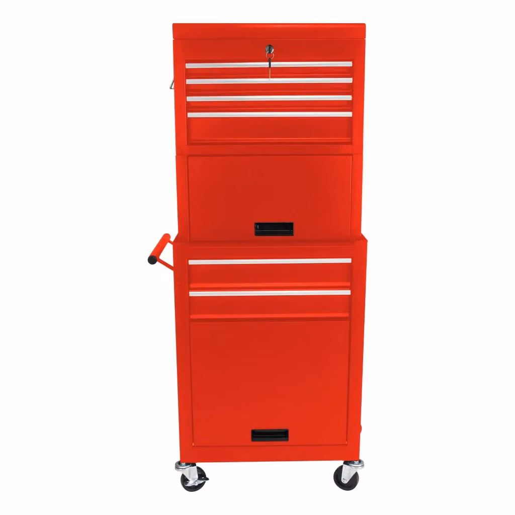 Carrello portautensili in acciaio con 6 cassetti, ruote bloccabili e chiusura di sicurezza, colore rosso - L: 58.6 cm, P: 37.5 cm, H: 71.8 cm – 2