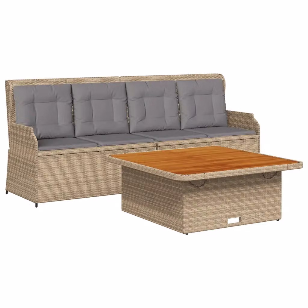 Set Divano da Giardino vidaXL 3 pz con Cuscini Beige e Tavolino, Struttura in Acciaio e Tessuto Resistente ai Raggi UV per Terrazza e Giardino – 2