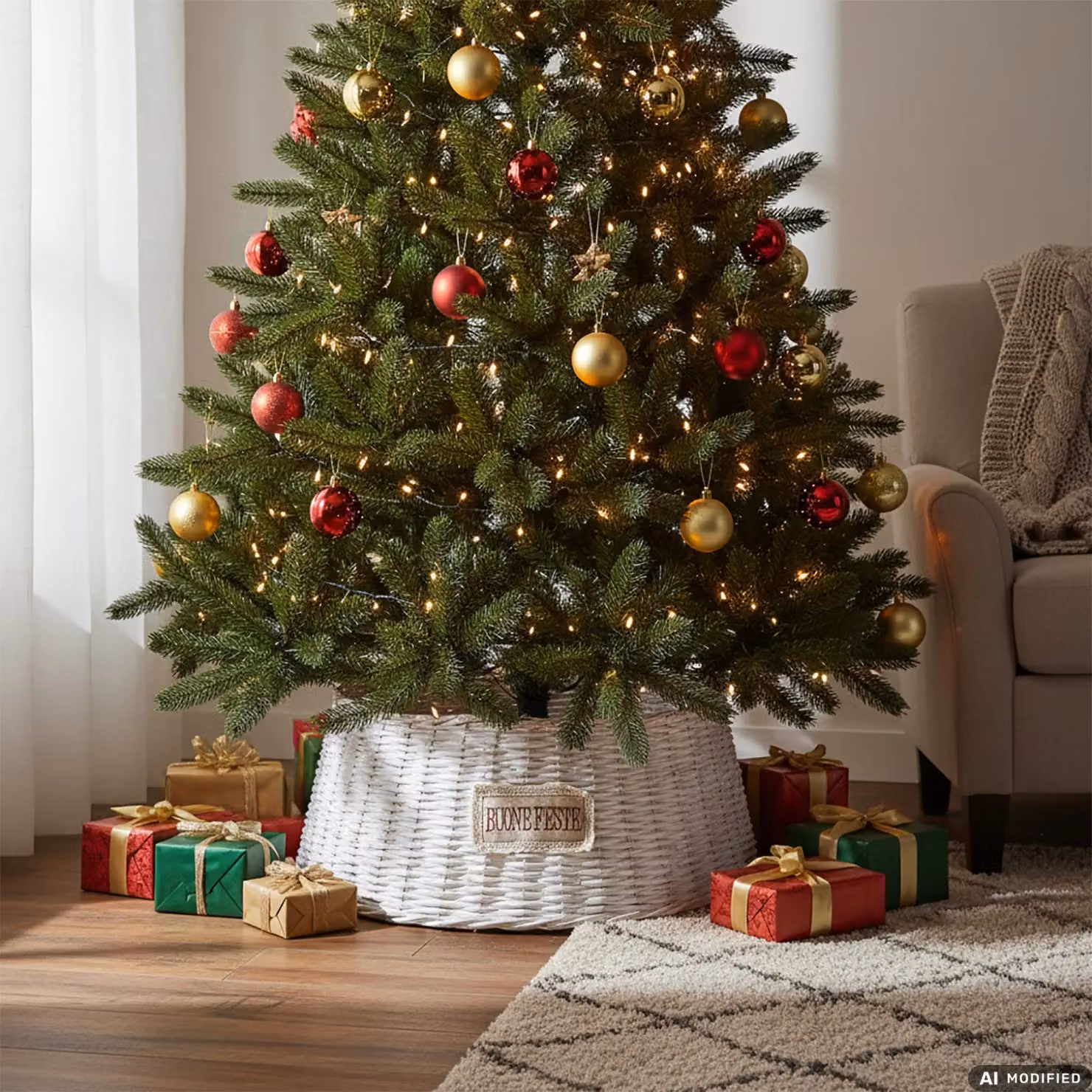 Copri Base Albero di Natale Salice Bianco VESTIAMO CASA, Diametro: 54 cm, Altezza: 20 cm – 2