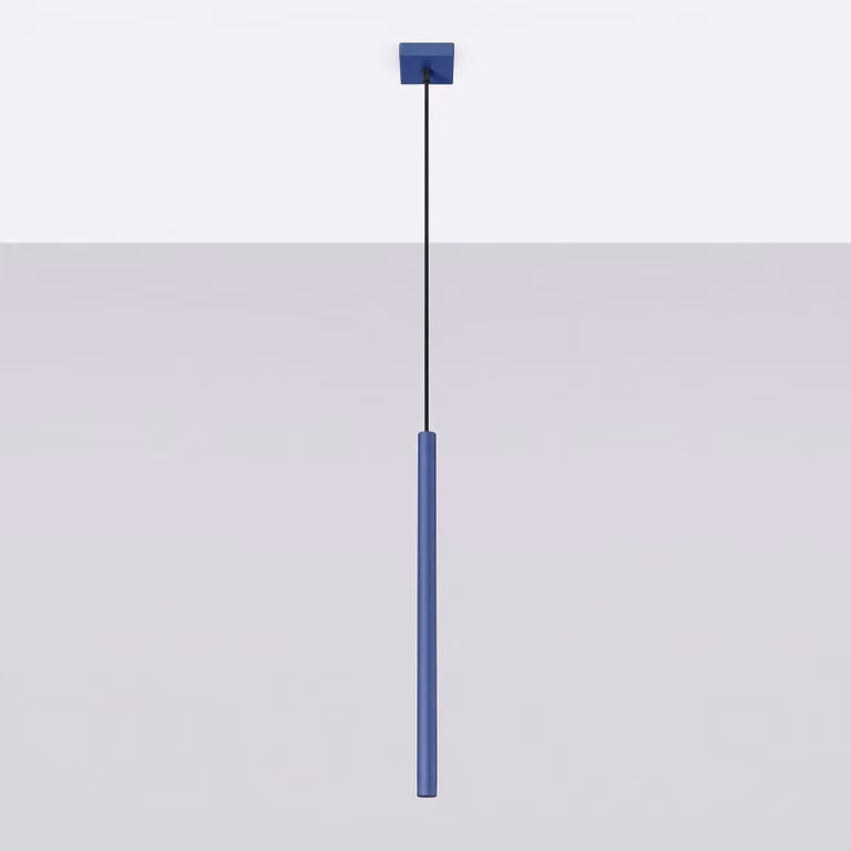 Lampada a sospensione PASTELO 1 blu oltremare 1xG9 8W acciaio 120x8x8 cm Sollux Lighting