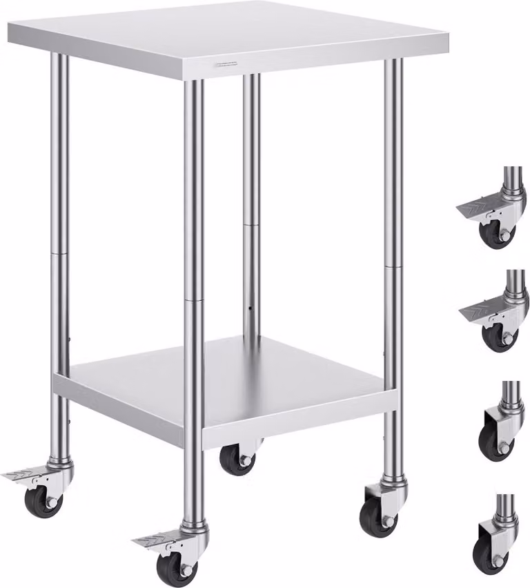 Tavolo da cucina arrotolabile - Tavolo da lavoro Tavolo di preparazione 610x610 mm - Postazione di lavoro per cucina commerciale - Pratico tavolo da cucina per catering