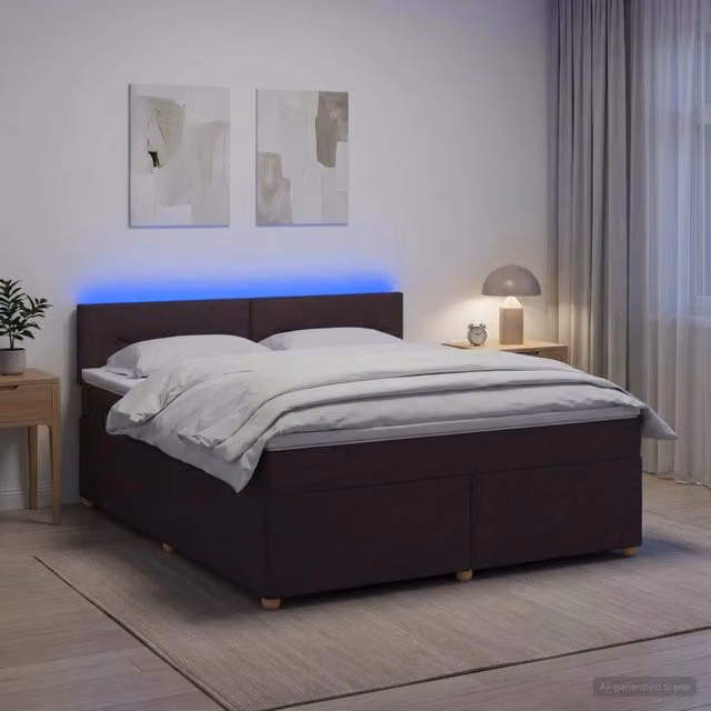 Letto box spring ibrido vidaXL con materasso a molle insacchettate e illuminazione sottostante, L/P: 140 x 200 cm, Multicolore