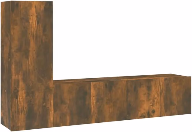 Set Mobili Porta TV 3 Pezzi Moderno in Legno Multistrato Rovere Fumo Marrone L 60 cm x P 30 cm x H 30 cm – 1