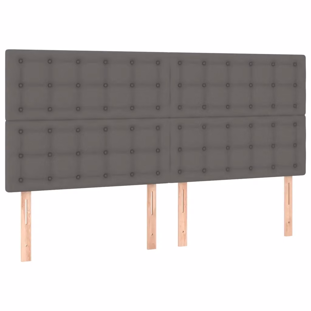 Testiera per letto vidaXL in similpelle grigia con struttura in legno, L: 200 cm, P: 5 cm, H: 118/128 cm – 2