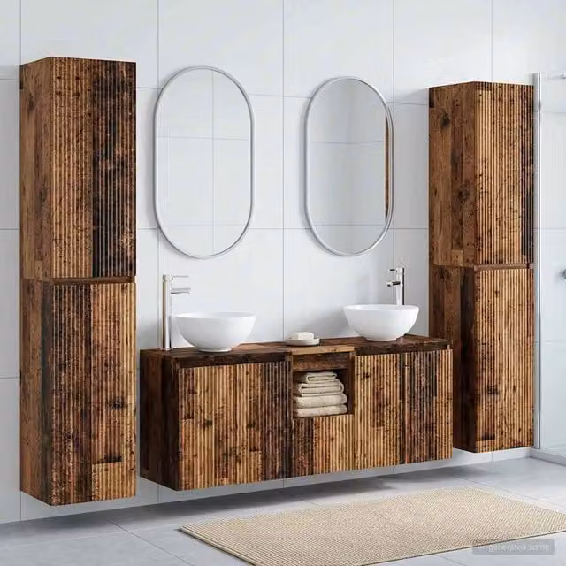 Set di mobili per il bagno 5 pz Legno antico 33 x 34,5 x 160 cm 3406031