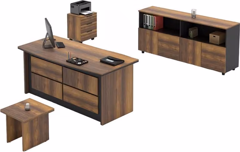Büro Arbeitszimmer Schreibtisch Kommode Sideboard Couchtisch Braun Holz