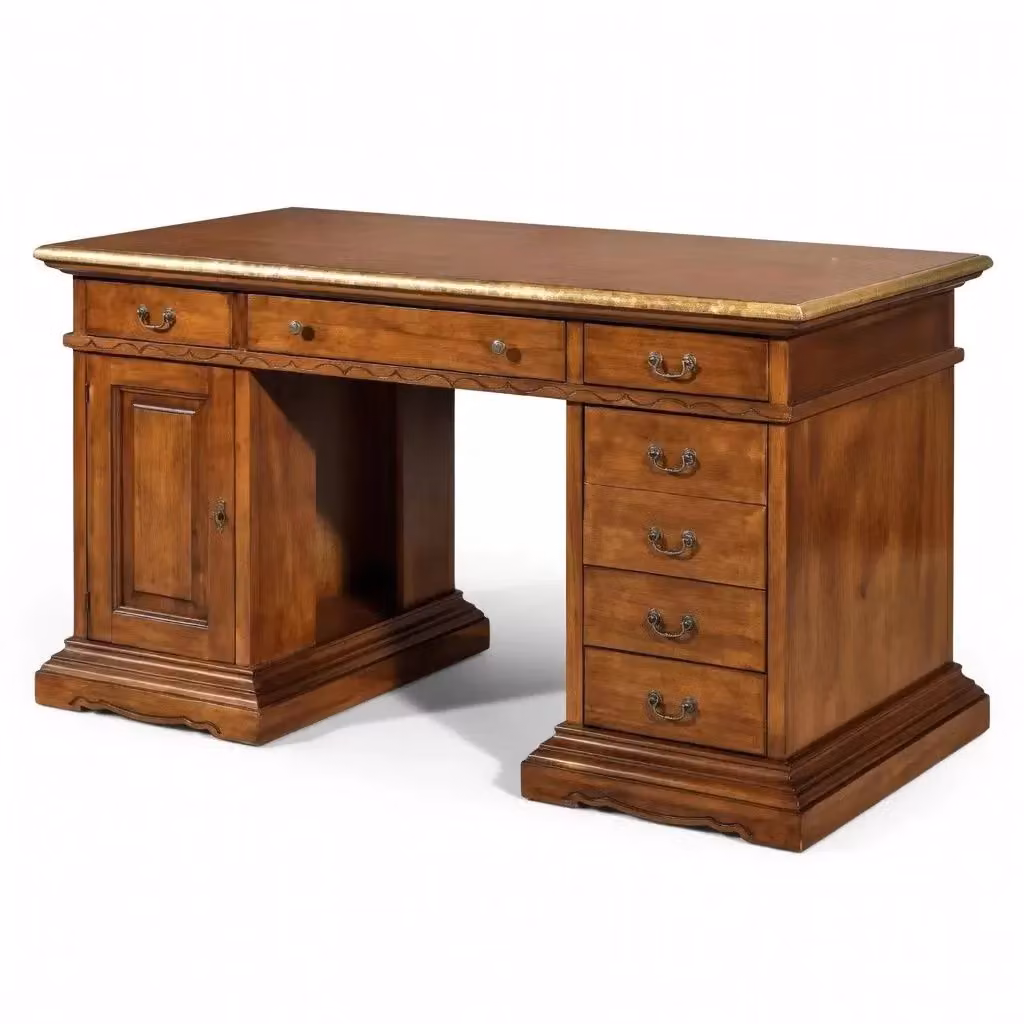 Scrivania porta PC Mobili 2G in legno con 6 cassetti e profilo foglia oro L: 160 cm, P: 80 cm, H: 85 cm – 2