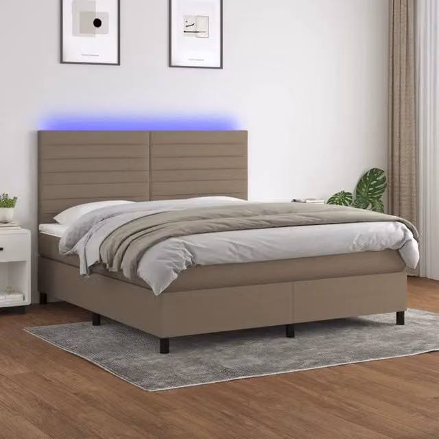 Letto Ibrido con Materasso e Illuminazione LED vidaXL in Tessuto Beige L/P: 160 x 200 cm