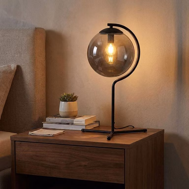Lampada da tavolo a LED, metallo, vetro, H 50 cm