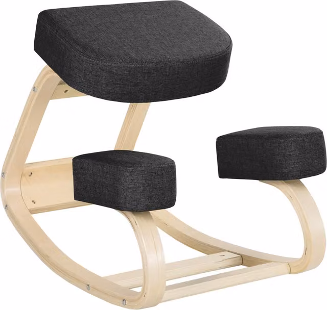 Sedia Ergonomica Posturale con Inginocchiatoio in Legno Aosom Italy, Nero, L/P/H: 51 x 58 x 69 cm