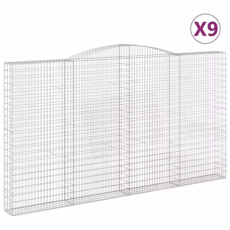 Cesti Gabbioni ad Arco 9 pz 400x30x220/240 cm Ferro Zincato