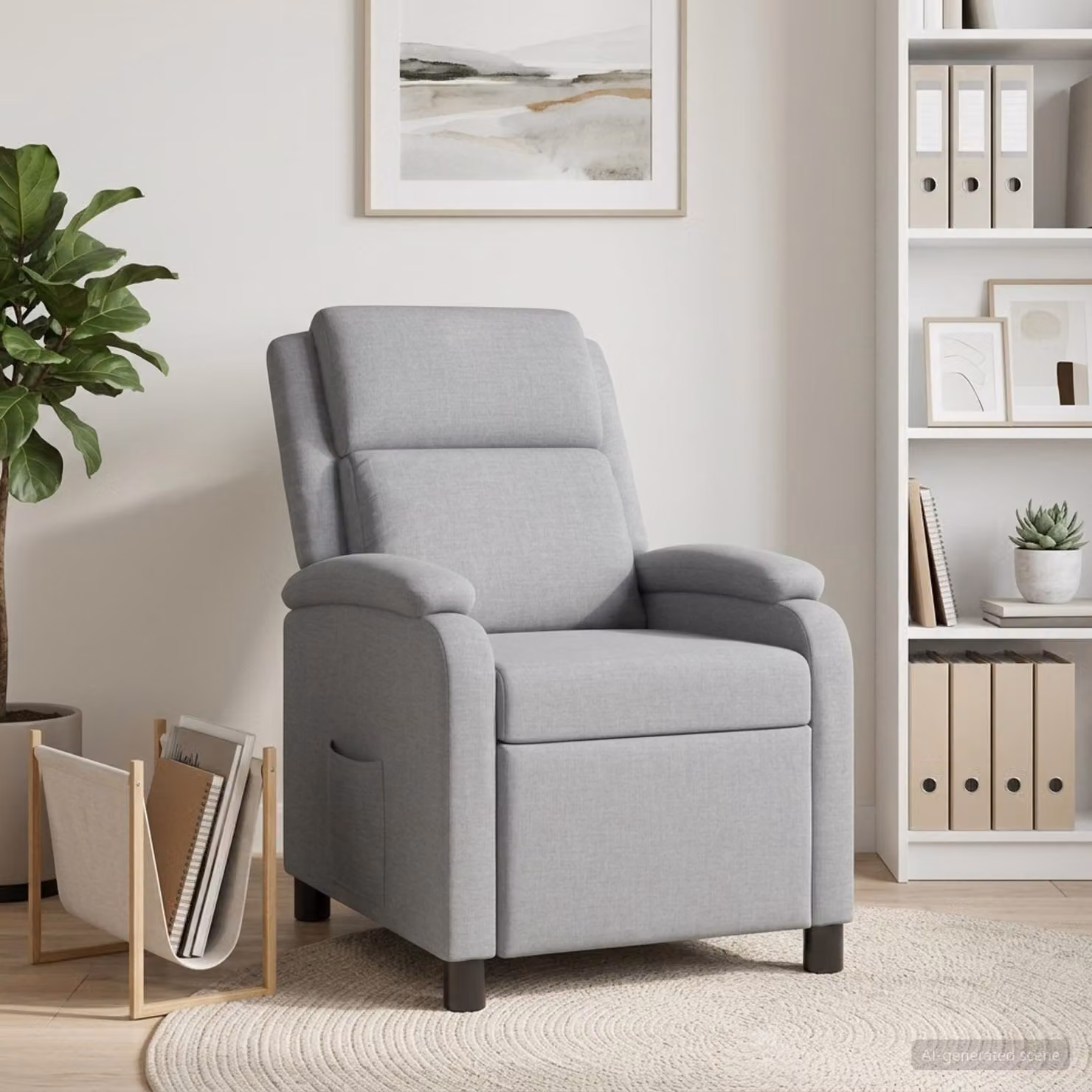 Poltrona reclinabile relax vidaXL in tessuto Grigio Chiaro con braccioli e design moderno