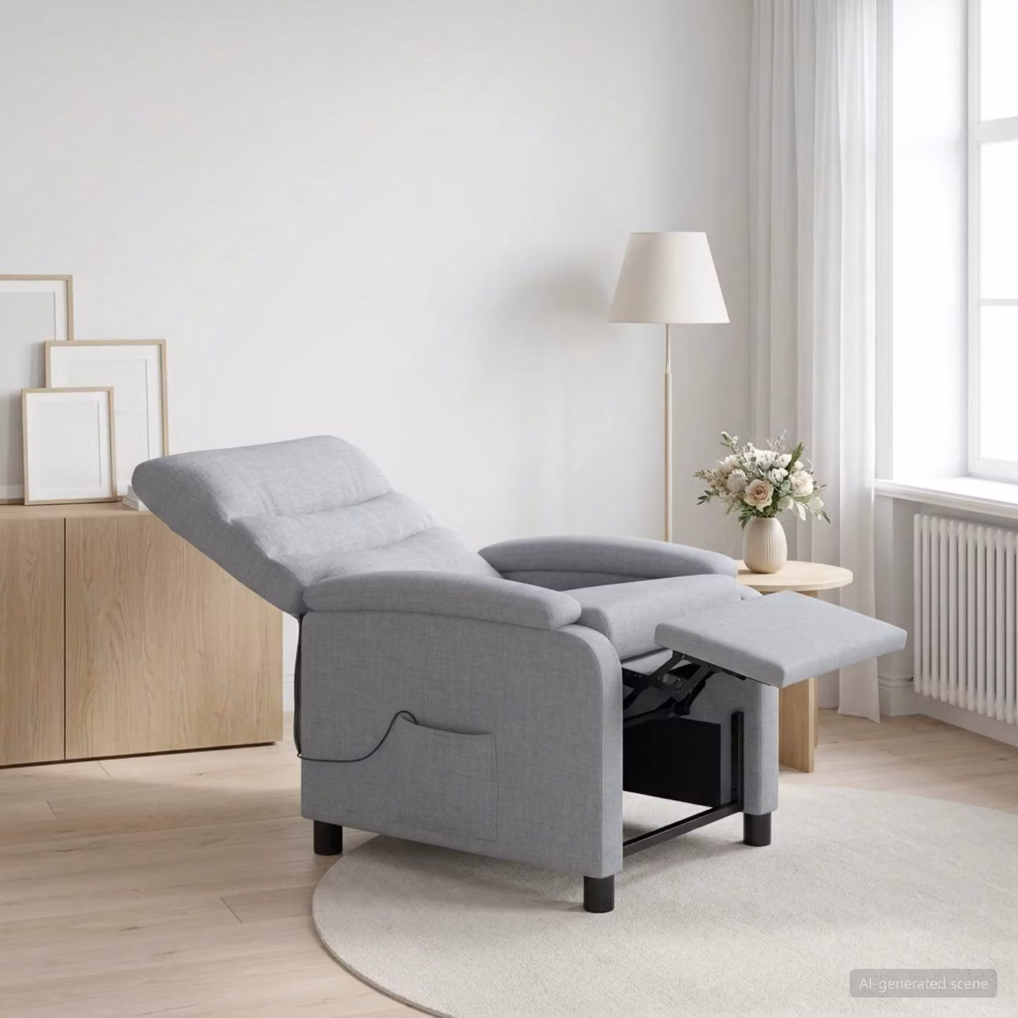 vidaXL Poltrona Relax Moderna in Tessuto Grigio con Braccioli