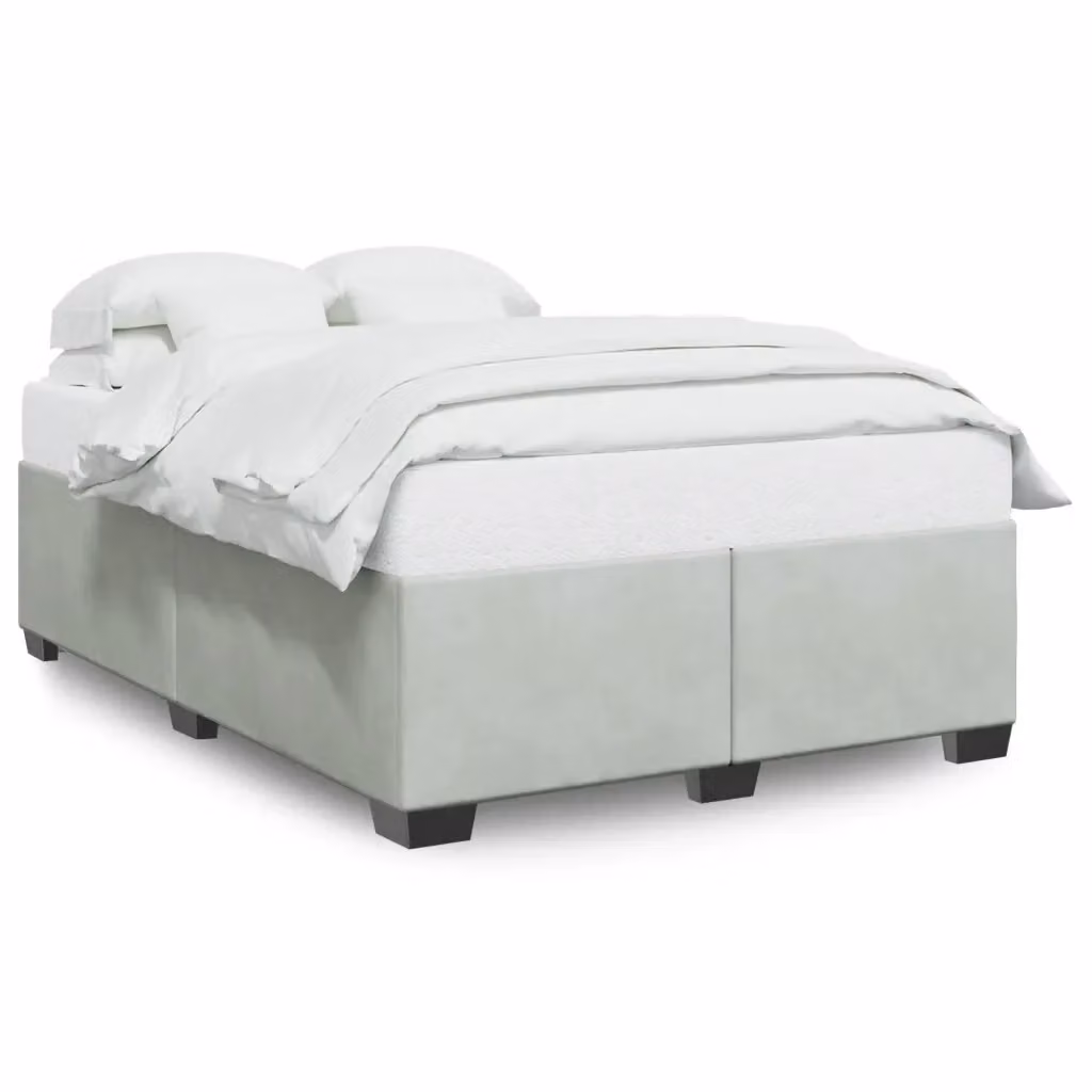 vidaXL Giroletto senza Materasso in Velluto Grigio Chiaro L: 160 cm, P: 200 cm – 2