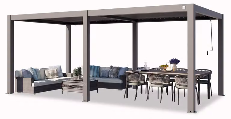 PRIMEYARD Pergola 3x6 m montanti in alluminio con tetto a doghe in alluminio gazebo da giardino grigio