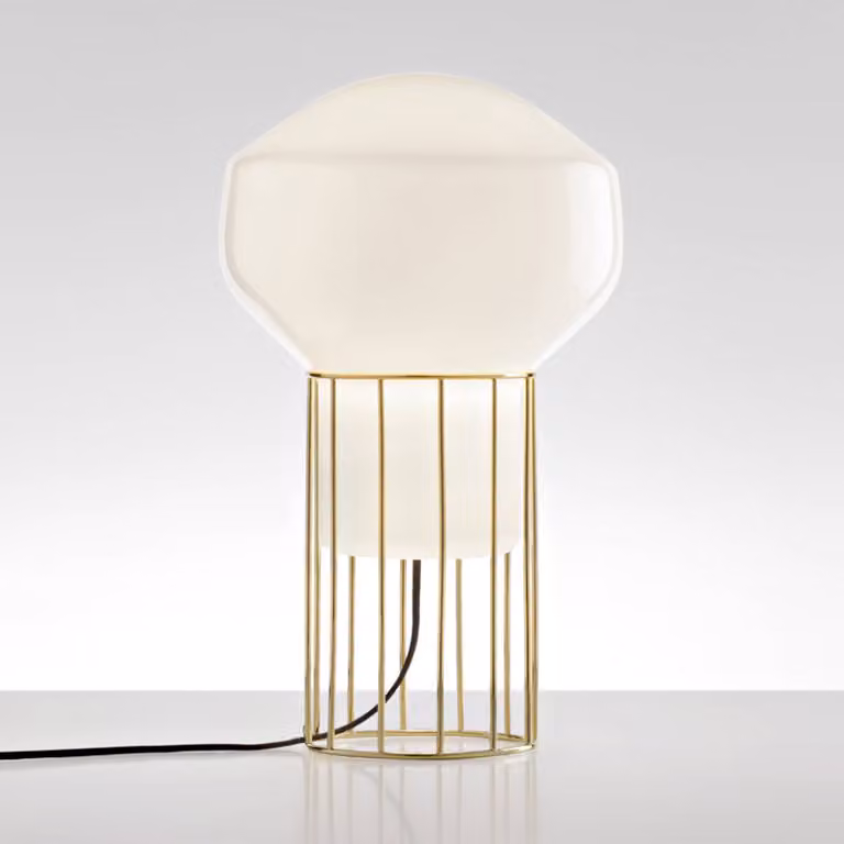Fabbian Lampada da tavolo di design Aérostat, Ottone / Oro, Soggiorno / Sala da pranzo, Metallo, Design, Lampada da tavolo