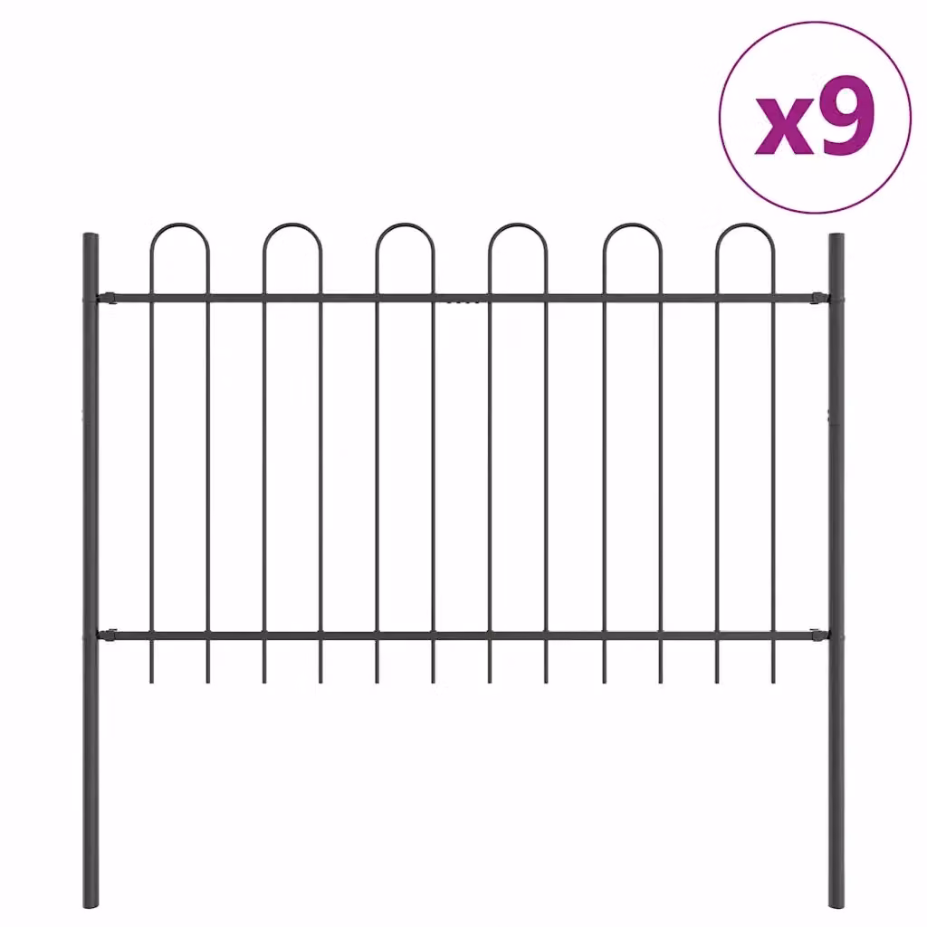 Recinzione per Giardino vidaXL in Acciaio Grigio 9 Pezzi L: 15,3 m x H: 1 m – 2