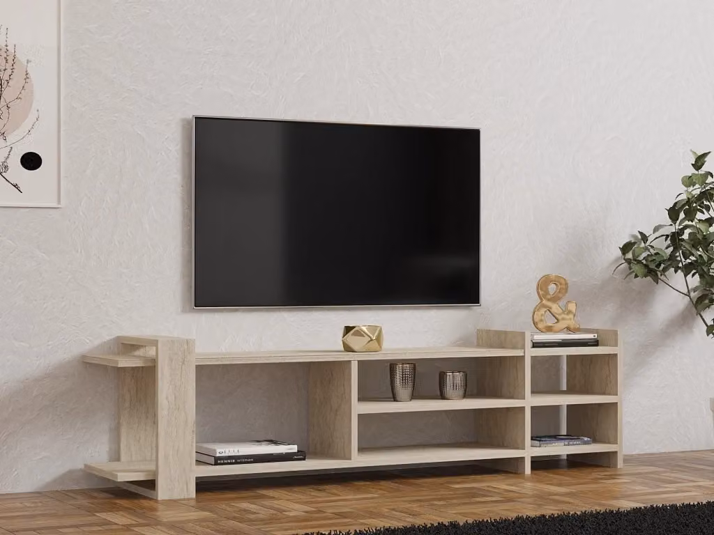 Mobile TV Zeyna HANAH HOME in legno color beige, L: 156 cm, P: 40 cm, H: 29 cm – 2