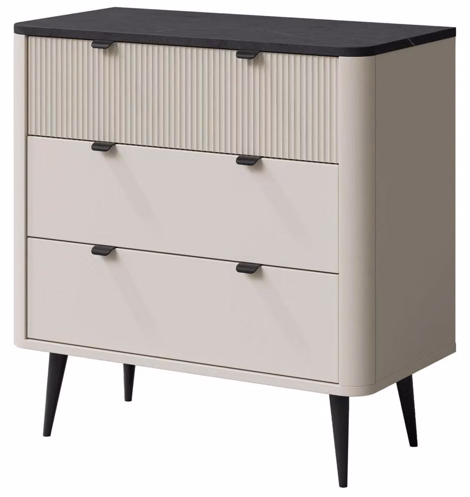 Cassettiera Marly 90x40x82cm colore selezionabile, cashmere / pietra grigia