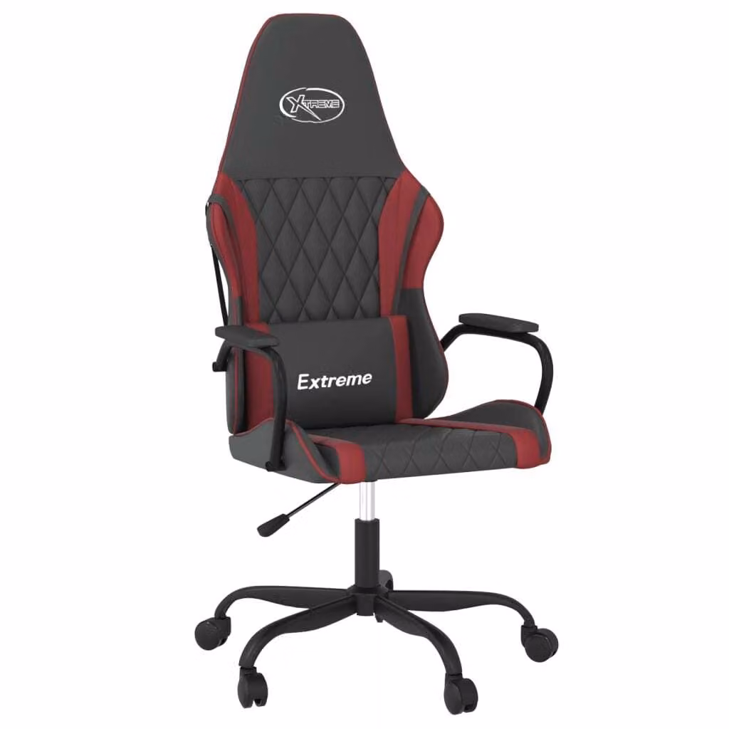 Sedia Gaming Massaggio Nero e Rosso Vino in Pelle finta