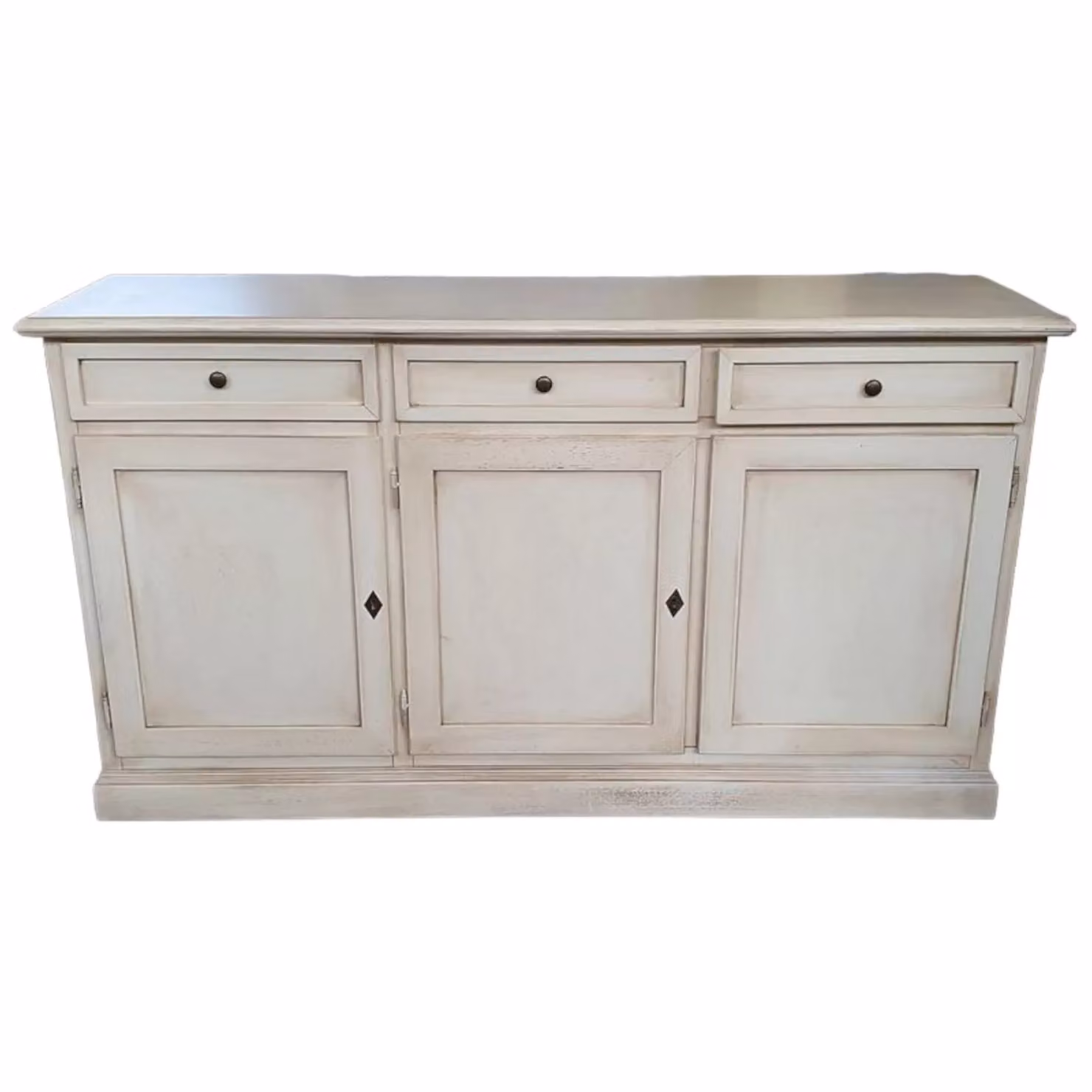 Madia credenza in legno shabby chic con 3 ante bianco invecchiato Mobili 2G L: 156 cm, P: 42 cm, H: 85 cm – 3