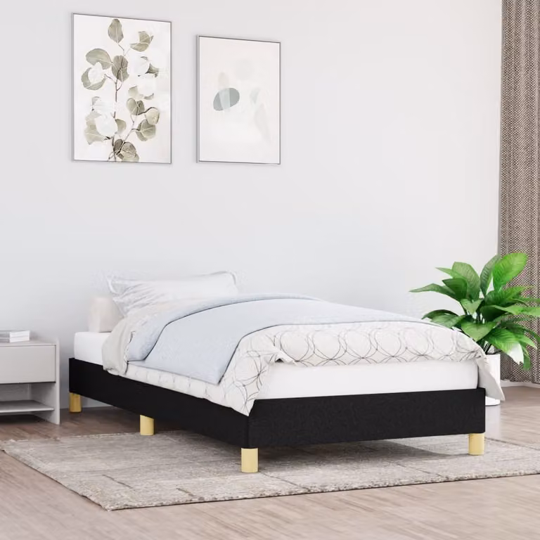 The Living Store Struttura letto nera 100x200 cm in tessuto