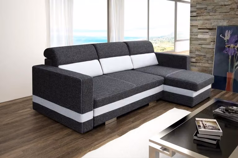 Sofa Schlafsofa Designer Sofa mit Bettfunktion + Bettkasten Ecksofa Couch