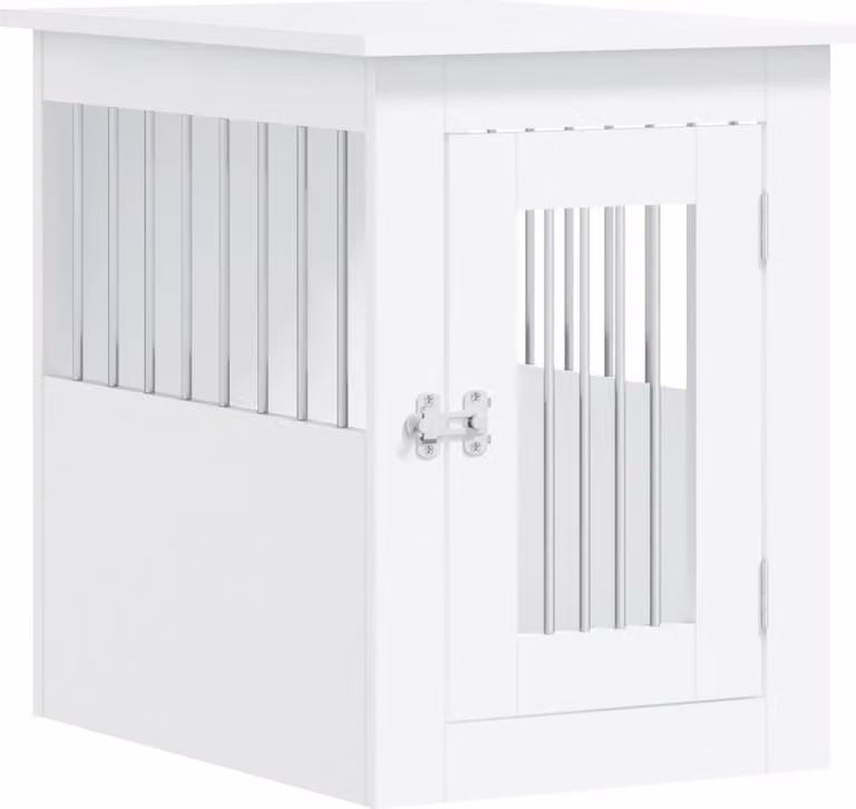 Gabbia Cani da Arredamento Bianca 45x62x59cm Legno Multistrato