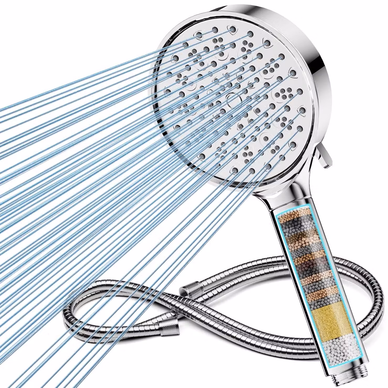 Solidchoice - Doccia ad alta pressione con filtro a 20 strati e 6 getti