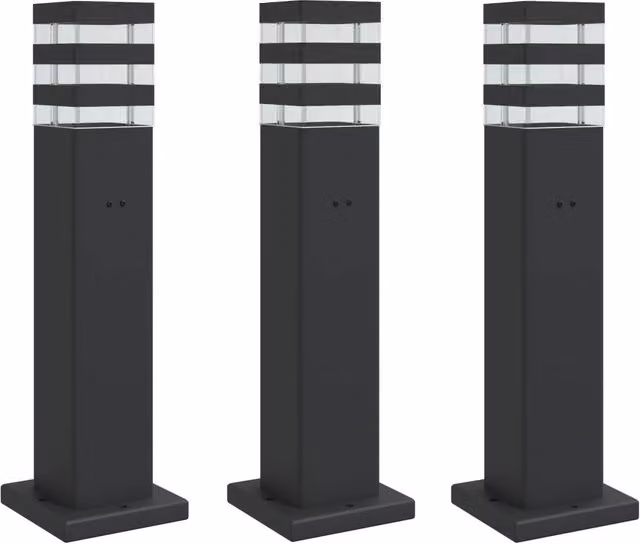 Set di 3 lampade da terra per esterni in alluminio e plastica, colore nero, modello CFW8036590, Altezza: 50 cm – 1