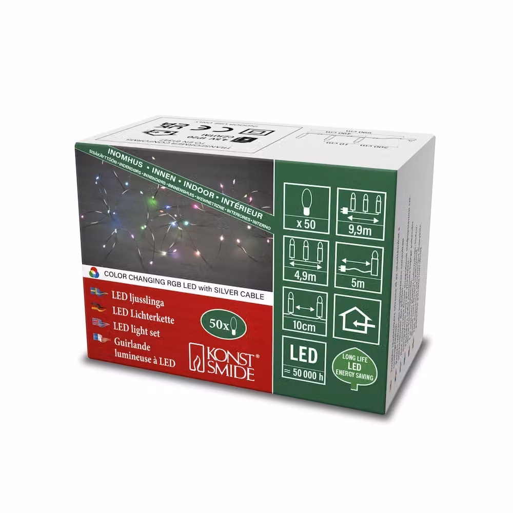 Konstsmide 6330-590, 50 luci, LED, Intensità regolabile, Per interni, Argento, 4,5 V