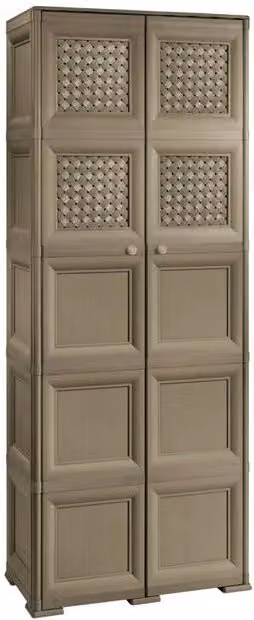 ARMADIO 5 MODULI WENGÉ 79X43X203 CM CON 6 ANTE CHIUSE E 4 TRAFORATE – CONTENITORE VERTICALE SALVASPAZIO PER INGRESSO E AMBIENTI COPERTI