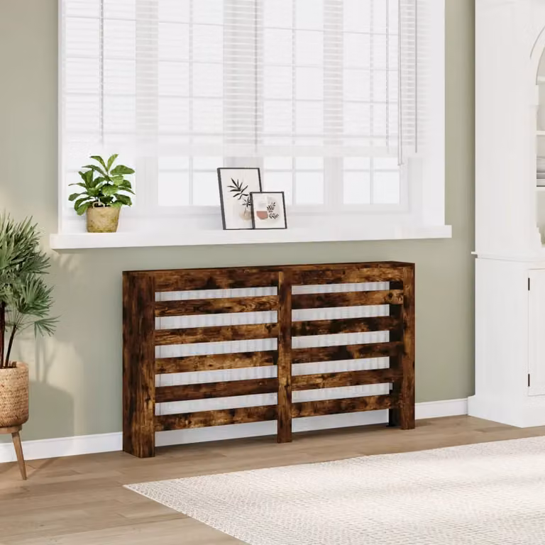 Copertura Termosifone vidaXL in Legno Multistrato Rovere Fumo, L: 149 cm, P: 20 cm, H: 82 cm