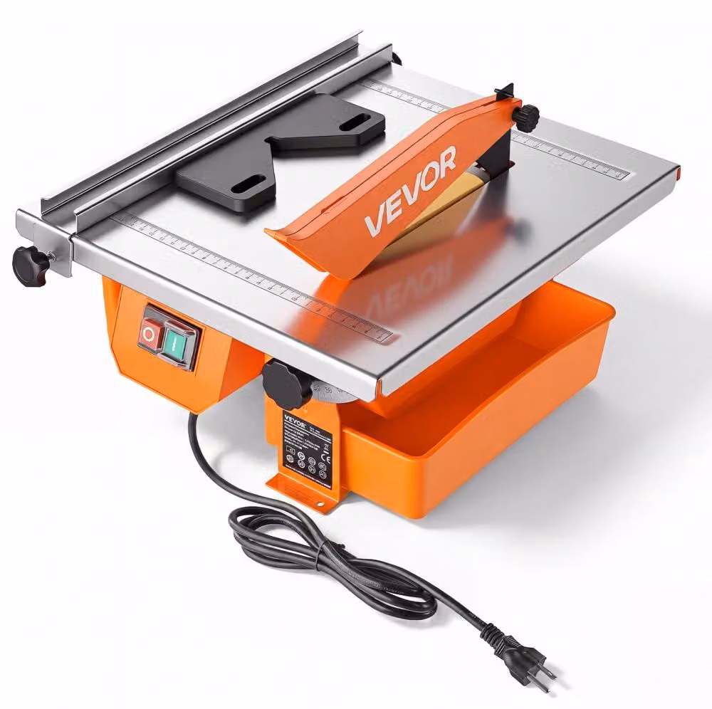 Tagliapiastrelle da 180 mm con lama diamantata - Motore da 600 W - Taglio a umido - Banco di lavoro per metalli