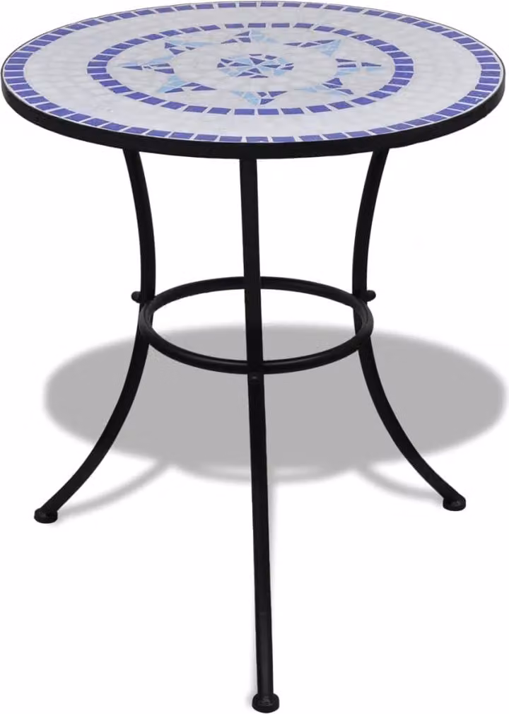 The Living Store Tavolo da bistrot blu e bianco 60 cm a mosaico