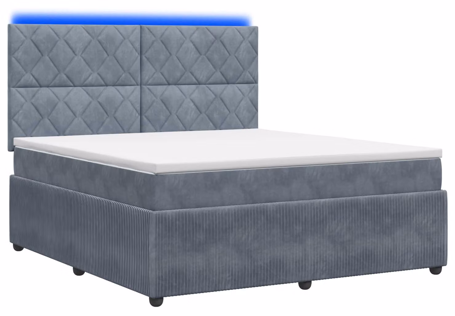 Letto a molle LED con materasso grigio scuro 140 x 200 cm in velluto