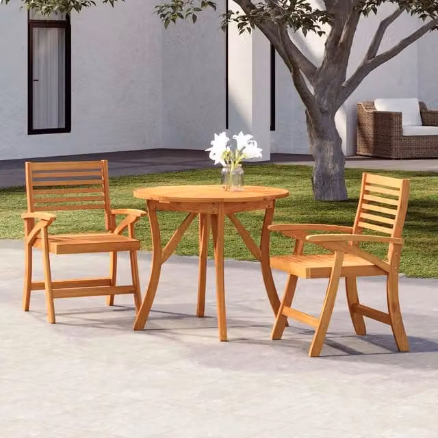 Set da Pranzo per Giardino 3 pz in Legno Massello di Acacia 3156854