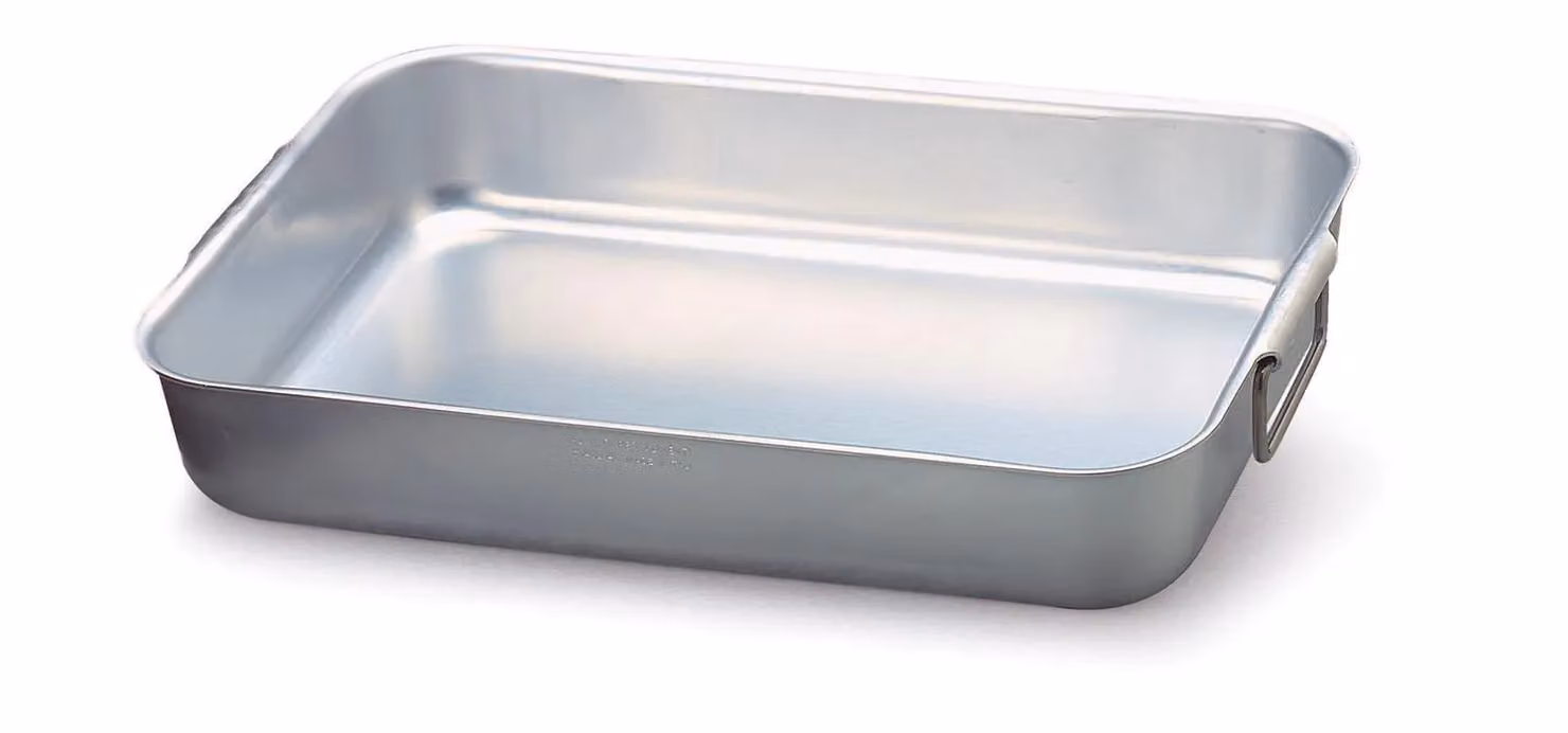 Rostiera rettangolare 1/2 peso in alluminio con maniglie mobili, dim.90x50cm