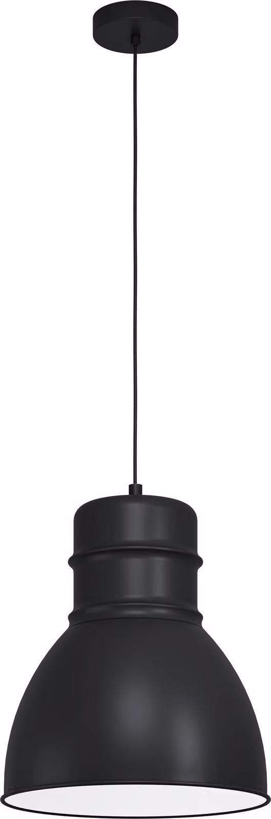 Lampadario A Sospensione Vintage Ebury Acciaio Nero Bianco 1 Luce E27
