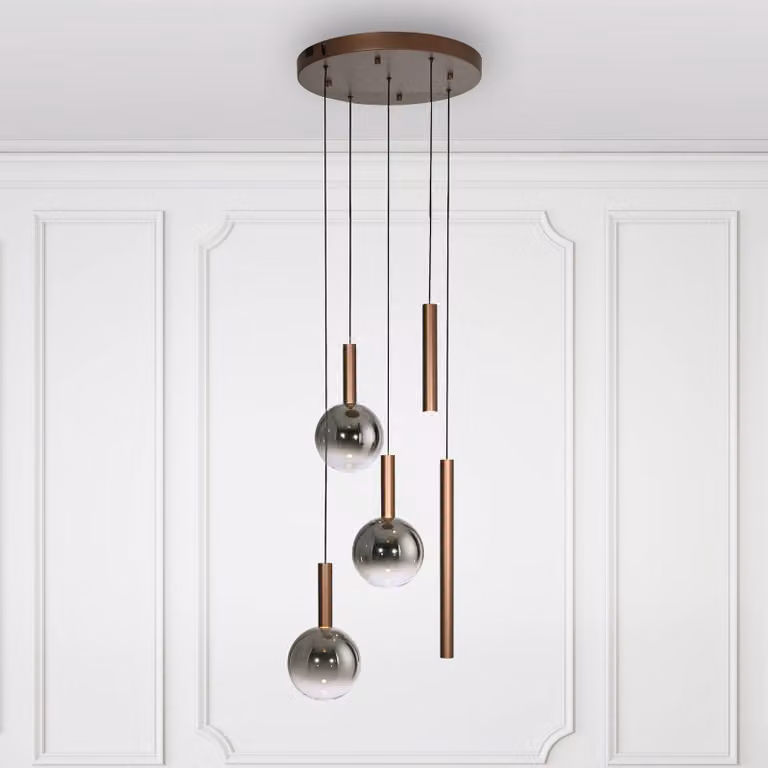 Paul Neuhaus Lampada LED a sospensione "Bowl" di Neuhaus, Ø 54 cm, marrone/grigio, Bowl, dimmerabile, Marrone / Ruggine, Soggiorno / Sala da pranzo, Vetro, Moderno
